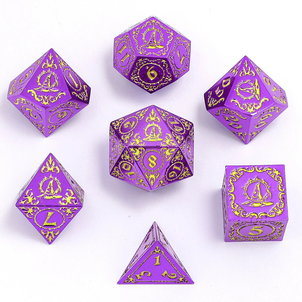 Metal RPG Dice Set: Wizard - Purple/Gold
