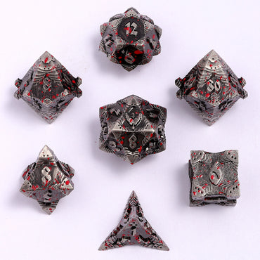 Metal RPG Dice Set: Paladin - Silver w/blood