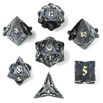 Metal RPG Dice Set: Paladin - Gunmetal w/Gold