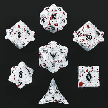 Metal RPG Dice Set: Paladin - Matt White w/Blood
