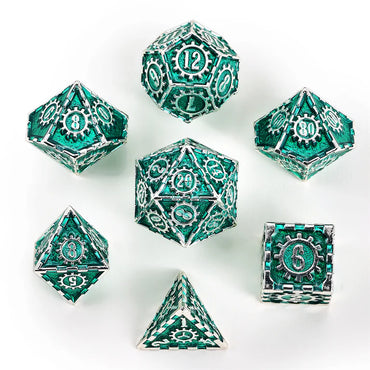 Time Machine Metal Dice: Green & Silver