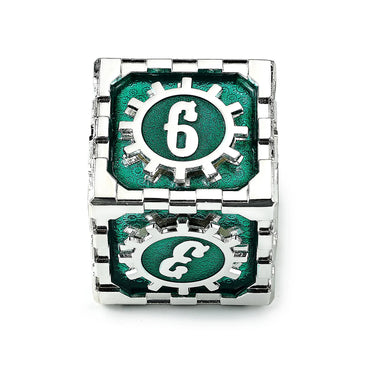 Fidget D6: Time Machine - Silver & Green