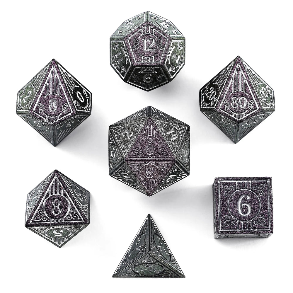 Metal Dice Set: Bard - Glitter Purple with Silver