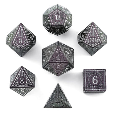 Metal Dice Set: Bard - Glitter Purple with Silver