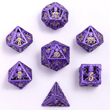 Hollow Metal Dice Set: LIlithid's Mind Cage - Purple