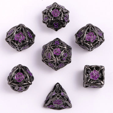 Hollow Metal RPG Dice Set: Rose - Gunmetal/Purple