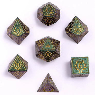 Metal RPG Dice Set: Druid - Glitter Green/Gold