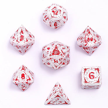Metal RPG Dice Set: Sorcerer - White/Blood Spatter