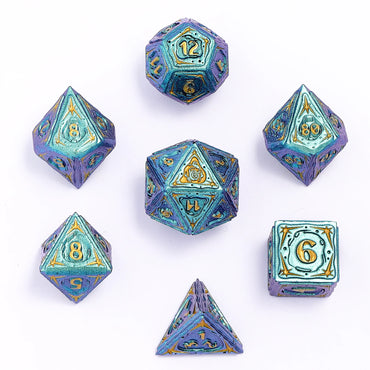 Metal RPG Dice Set: Sorcerer - Teal/Gold