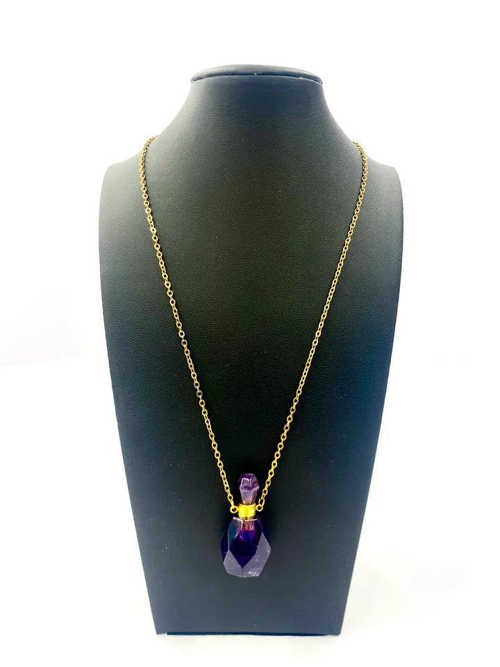 Gemstone Potion Bottle Necklace - Amethyst