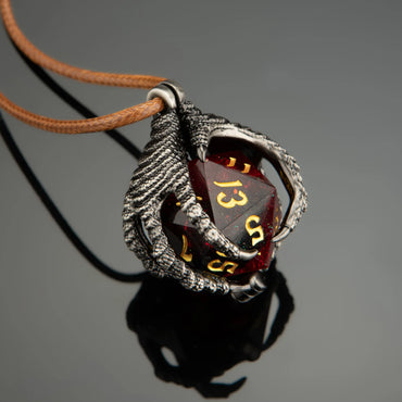 Dragon Claw Necklace with D20: Silver