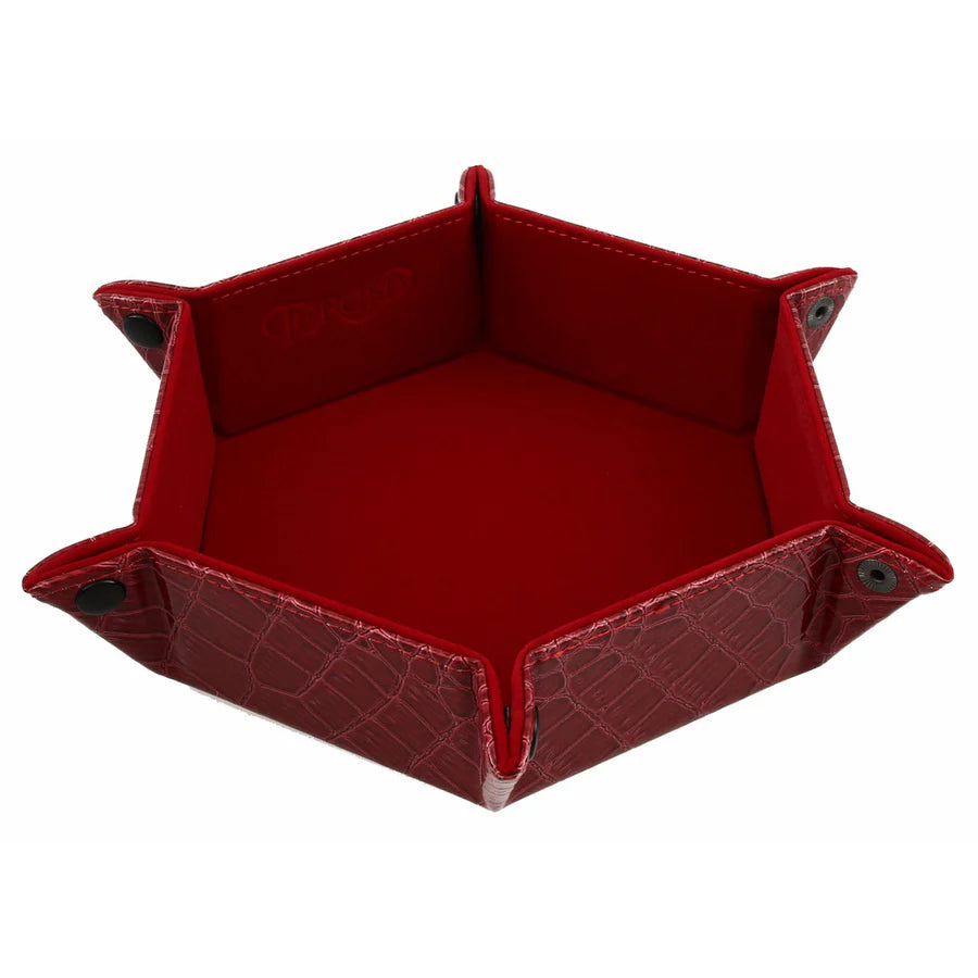 Hexagon Snap Folding Dice Tray- Dragon Skin Edition- Red