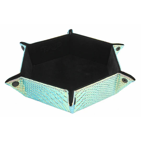 Hexagon Snap Folding Dice Tray- Dragon Skin Edition- Silver