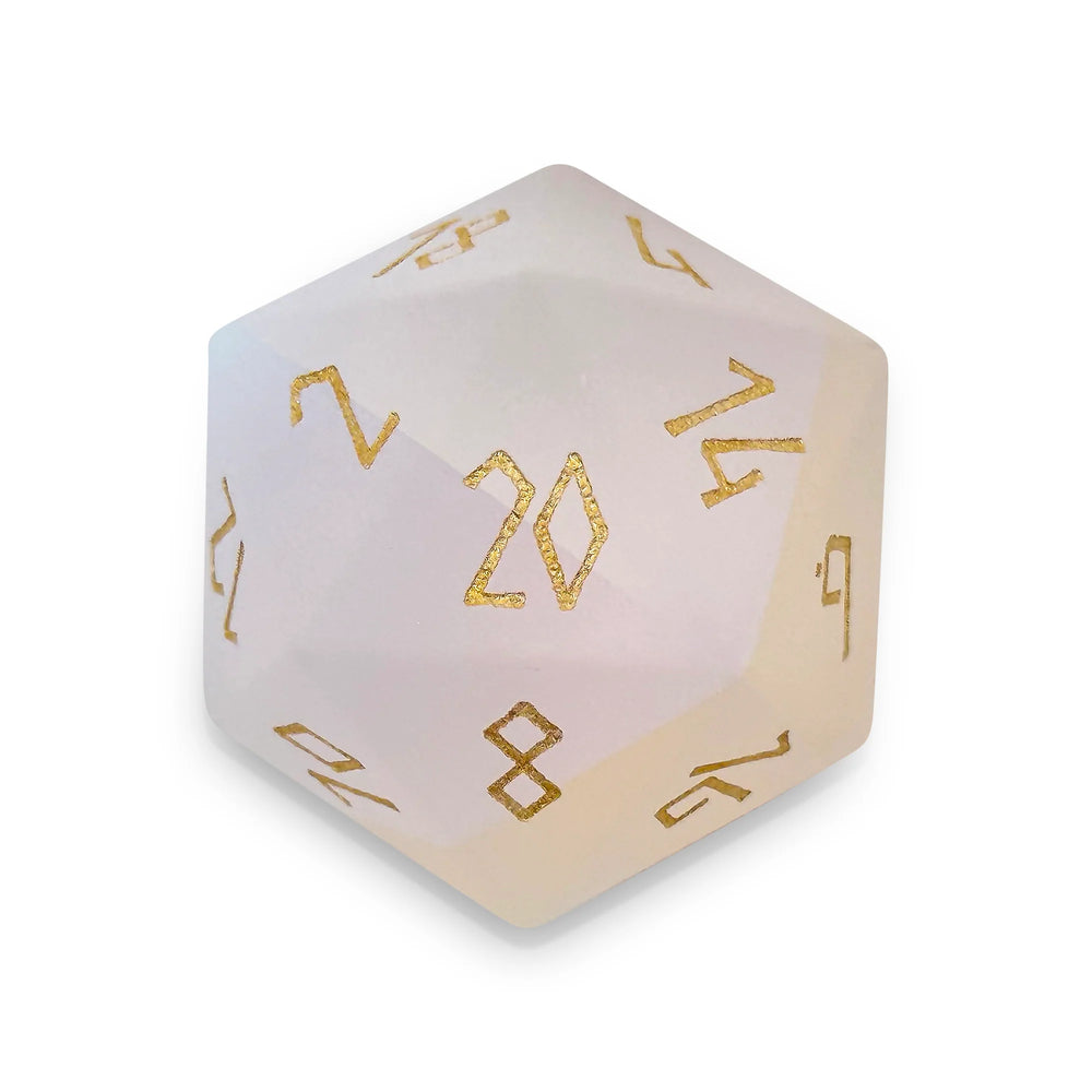 30MM Gemstone D20 Boulder: Frosted K9 Rainbow Glass