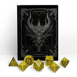 Metal RPG Dice Set: Glow-in-the-Dark Storybook - Crystals of Light