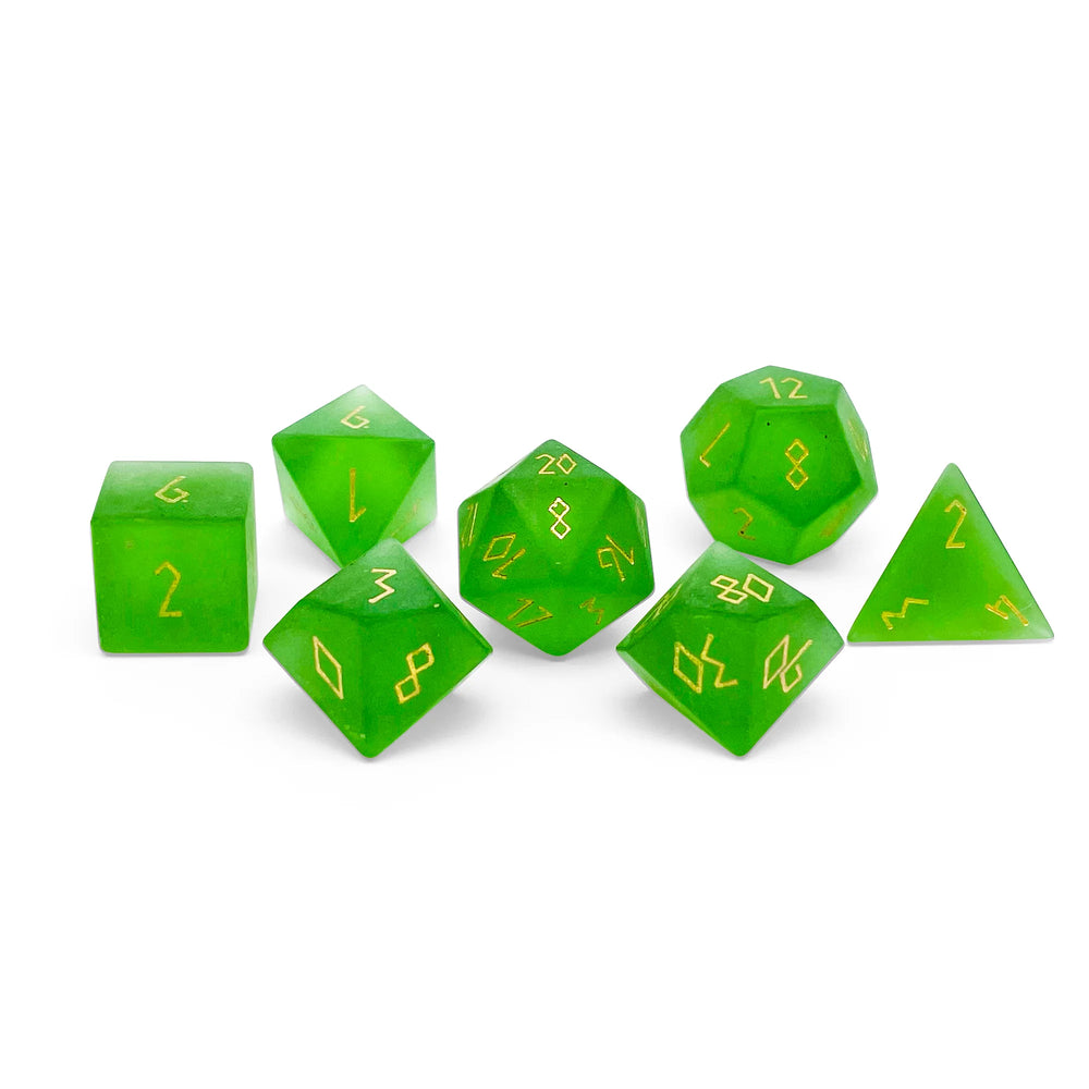 Gemstone Dice: Frosted Zircon Emerald Gold