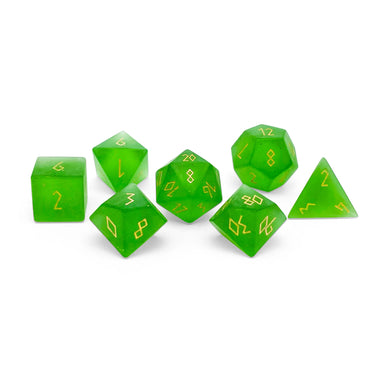Gemstone Dice: Frosted Zircon Emerald Gold