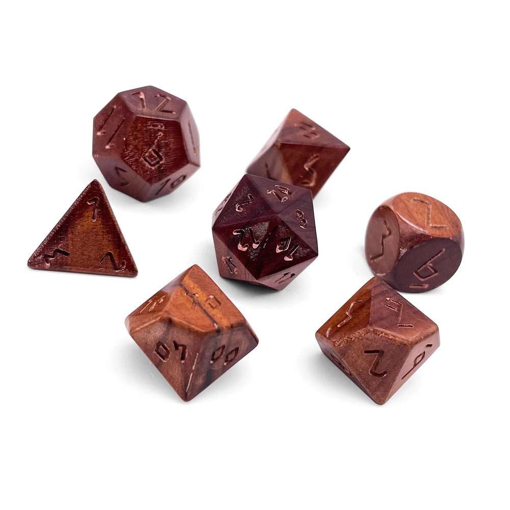 Wooden RPG Dice Set: Black Walnut