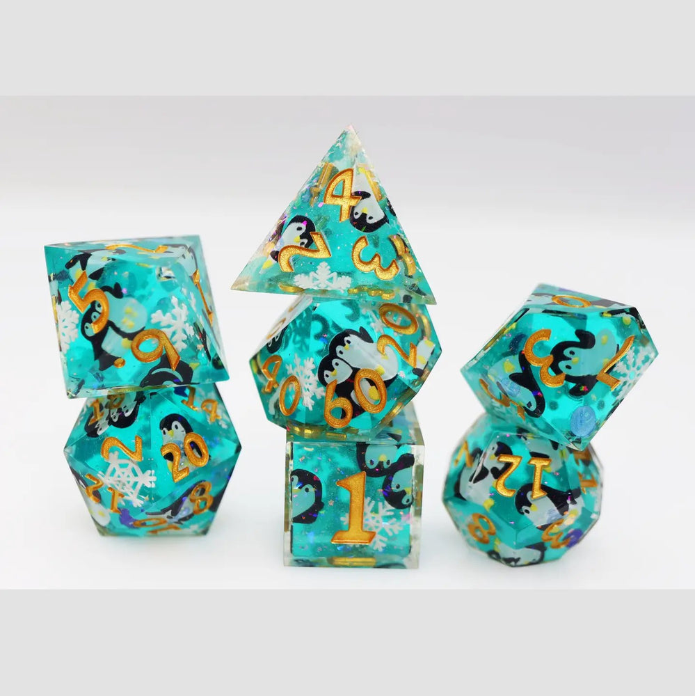 RPG Dice Set: Sharp Edge: Playful Penguins