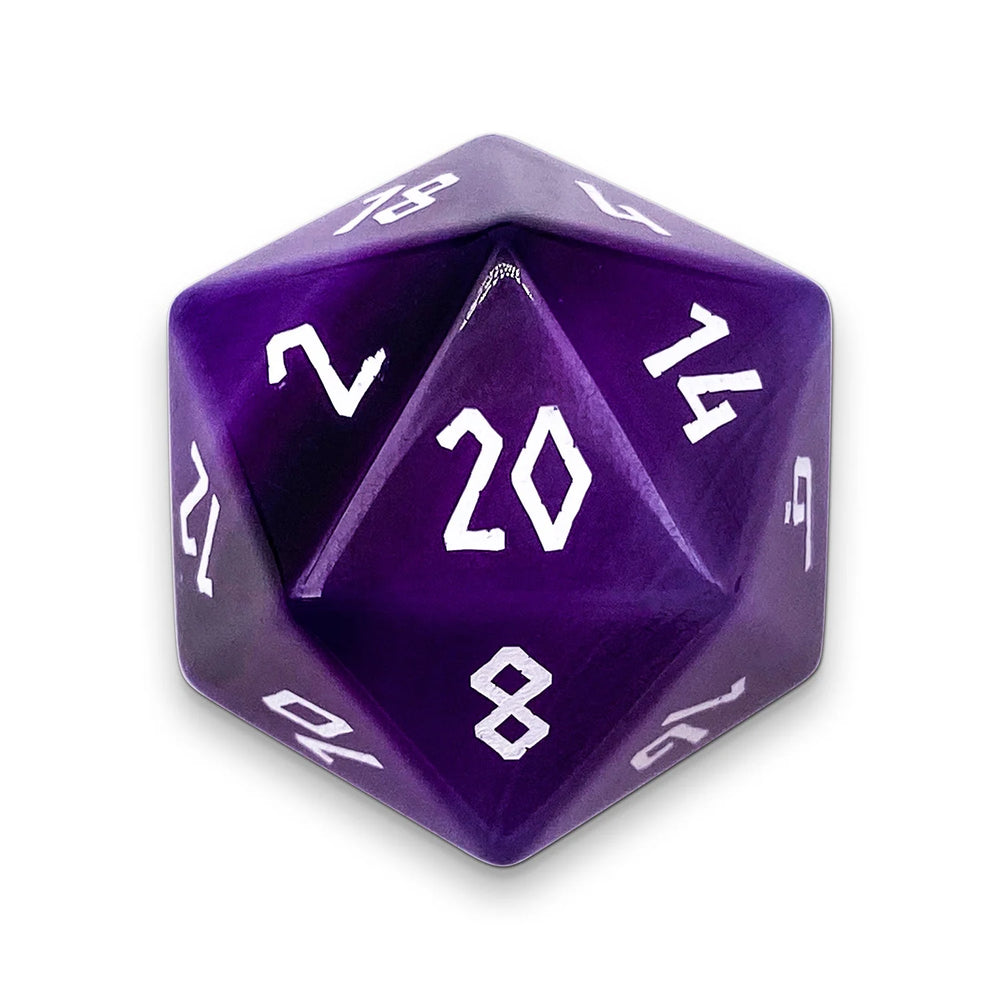 30MM Gemstone D20 Boulder: Purple Striped Agate