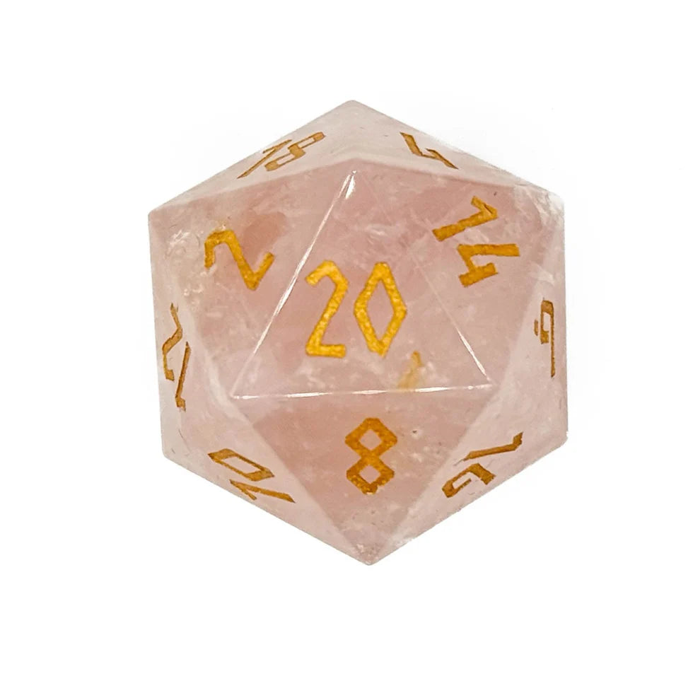 30mm Gemstone D20 Boulder: Rose Quartz