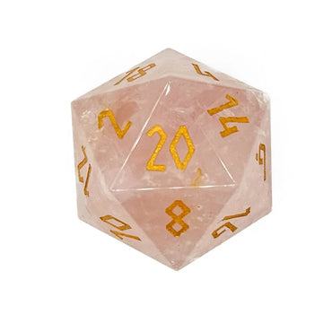 30mm Gemstone D20 Boulder: Rose Quartz