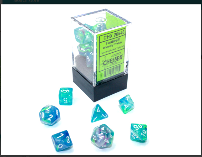 Chessex: Festive Waterlily/White - Mini Polyhedral