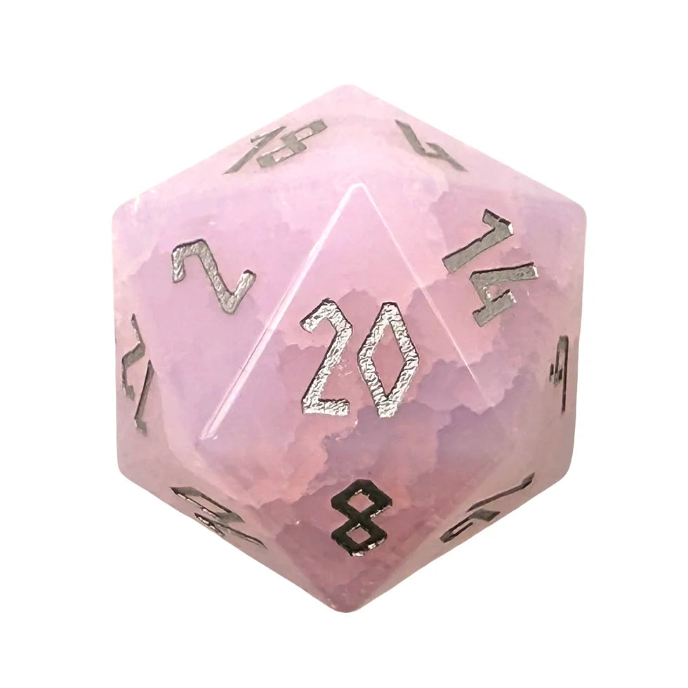 30MM Gemstone D20 Boulder: Shattered Pink Opalite
