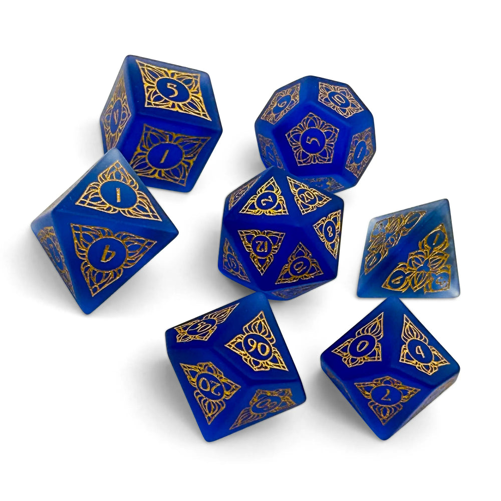 Gemstone RPG Dice Set: Sylvan Weaver - Frosted Sapphire Zircon