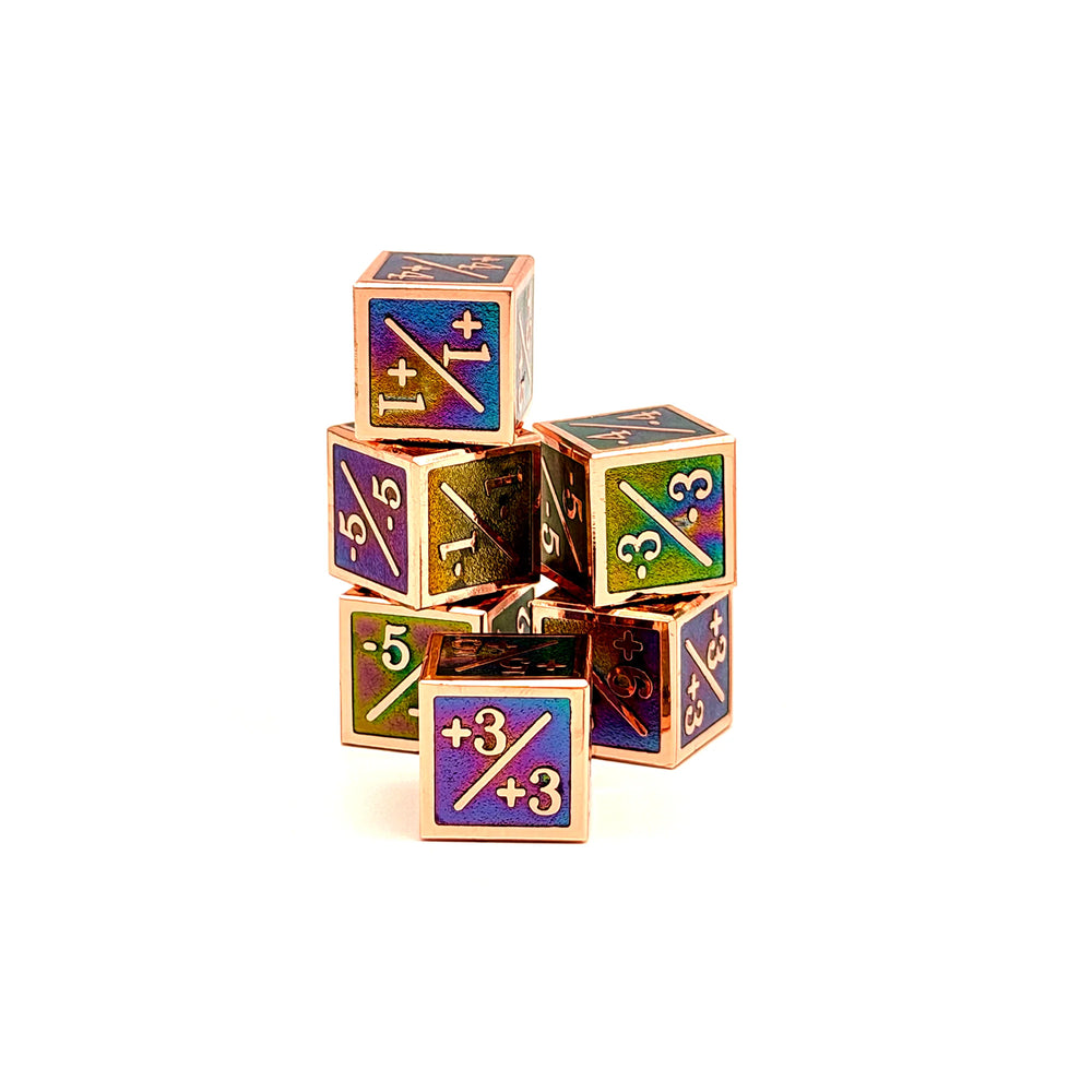 +1/+1 & -1/-1 D6 Tome of the Forbidden Pack of 6 CCG Metal Dice