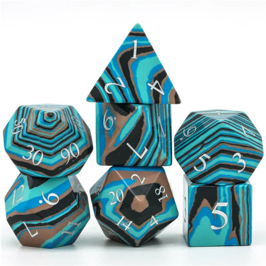 Gemstone RPG Set: Engraved Textured Turquoise - Blue & Brown