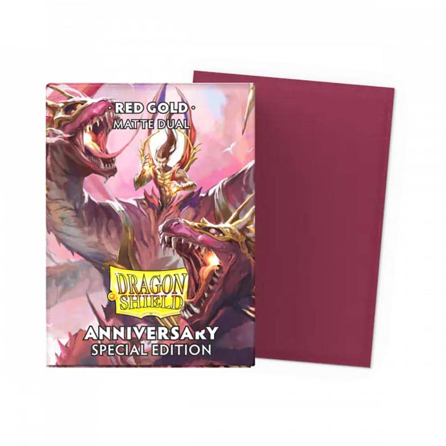 Dragon Shield: Dual Matte Anniversary Sleeves - Pomegranate/Gold (100)