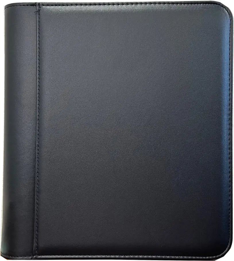 Generic 4-Pocket Zippered Toploader Binder - Leatherette Black
