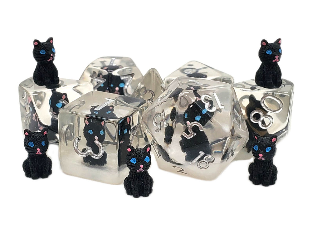Acrylic RPG Dice Set: Animal Kingdom - Black Cat