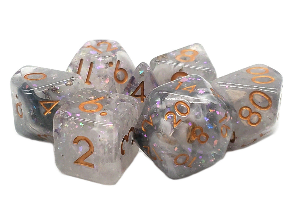 RPG Dice Set: Particles - Black/White Mist