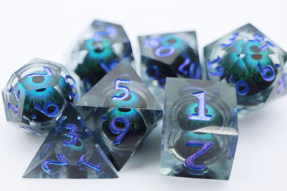 Moving Eye Sharp Edge RPG Dice Set: Blue Cyclops