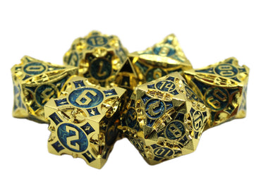 Metal RPG Dice Set: Gnome Forged - Gold/Blue