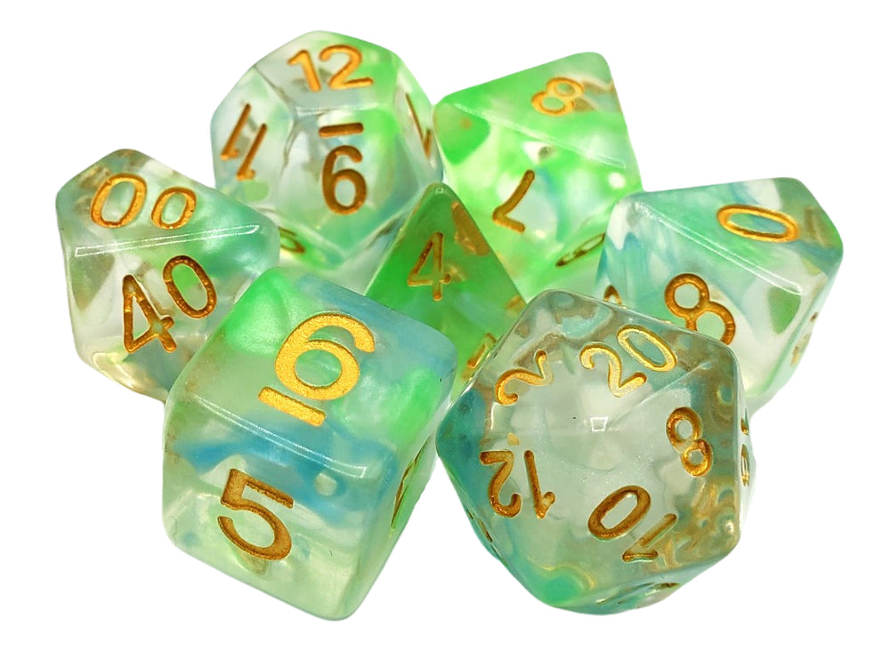 Acrylic RPG Dice Set: Odyssey - Blue/Green