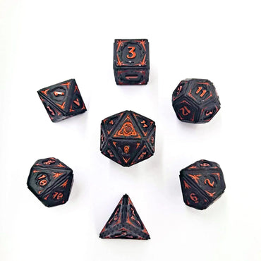 Metal RPG Dice Set: Sorcerer - Black/Red