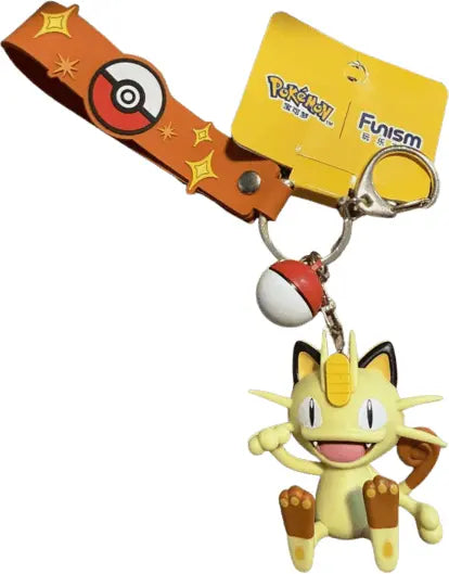Meowth Keychain with Pokeball