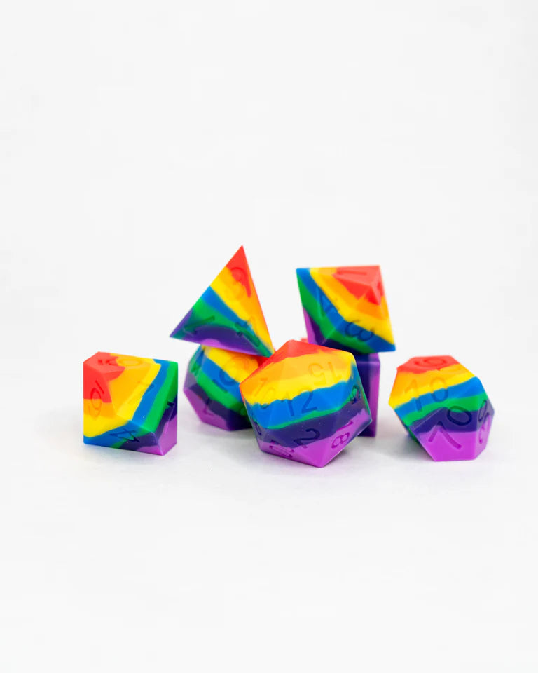 Silicone RPG Dice Set: Taste the Rainbow