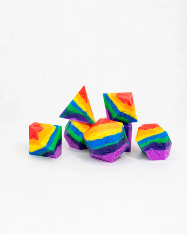 Silicone RPG Dice Set: Taste the Rainbow