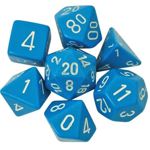 RPG Dice Set: Opaque Light Blue/White