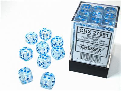 12mm D6 Brick: Borealis - Icicle/Light Blue (36)