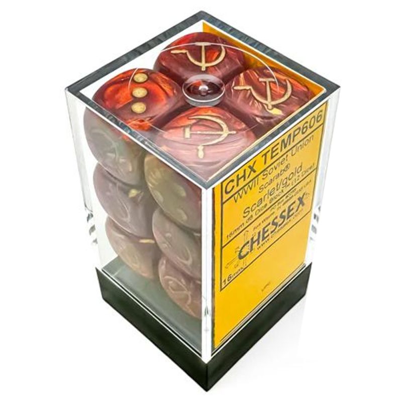 16mm D6 Brick: Soviet - Scarab Red/Gold (12ct)
