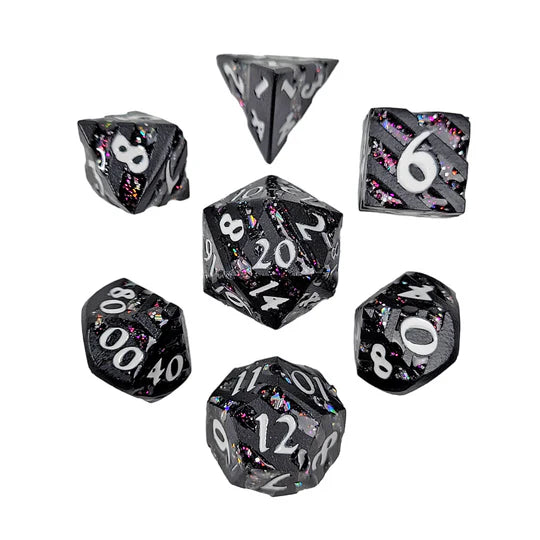 Mini Metal RPG Dice Set: Coal Fire