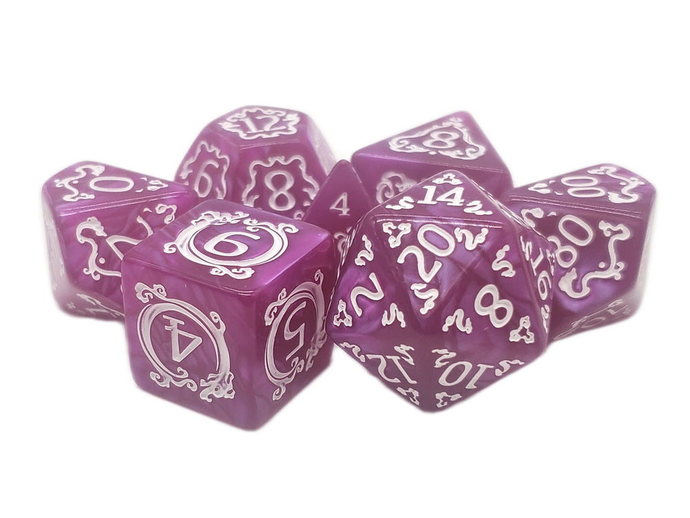 RPG Dice Set: Coiled Serpent - Orchid/White