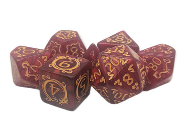 RPG Dice Set: Coiled Serpent - Red/Gold