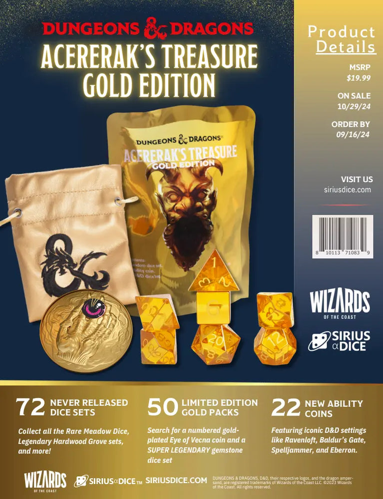 Acererak's Treasure: Mystery Dice Set Gold Edition