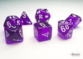 Mini RPG Dice Set: Translucent - Purple/White